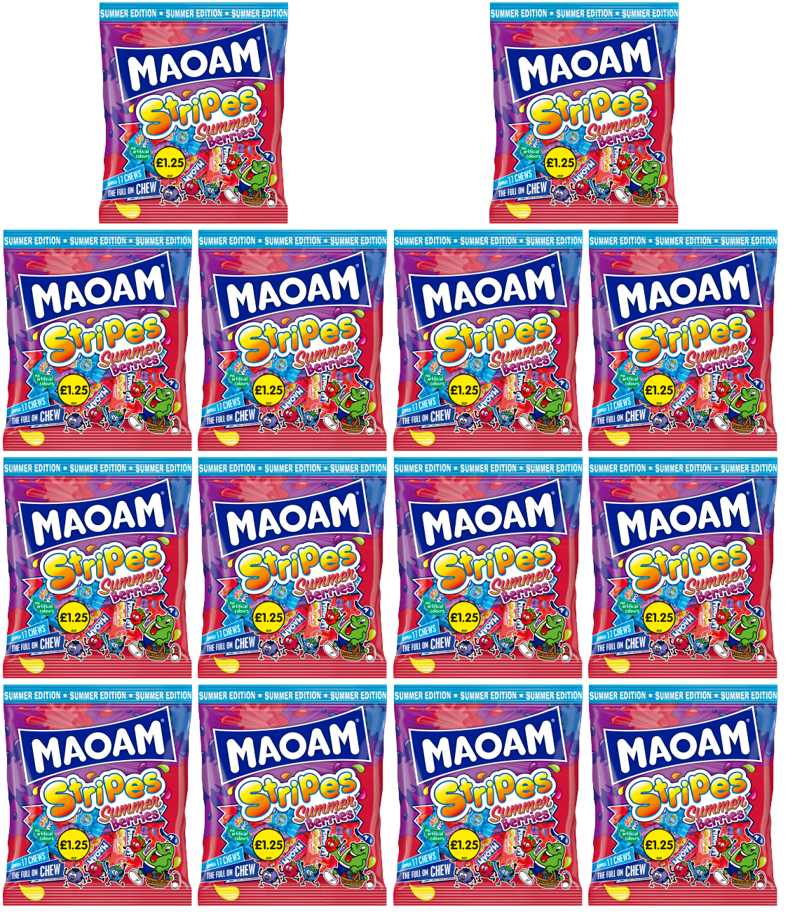 14 x Haribo Maoam Stripes Summer Berries (ltd Edition) - 140GM