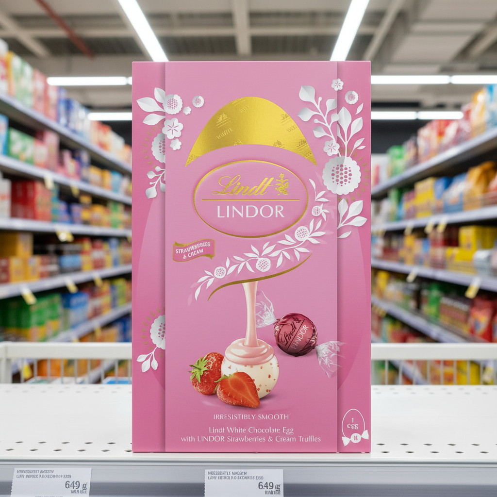 4 x Lindt White Choc Egg Strawberries & Cream Truffles - 260GM