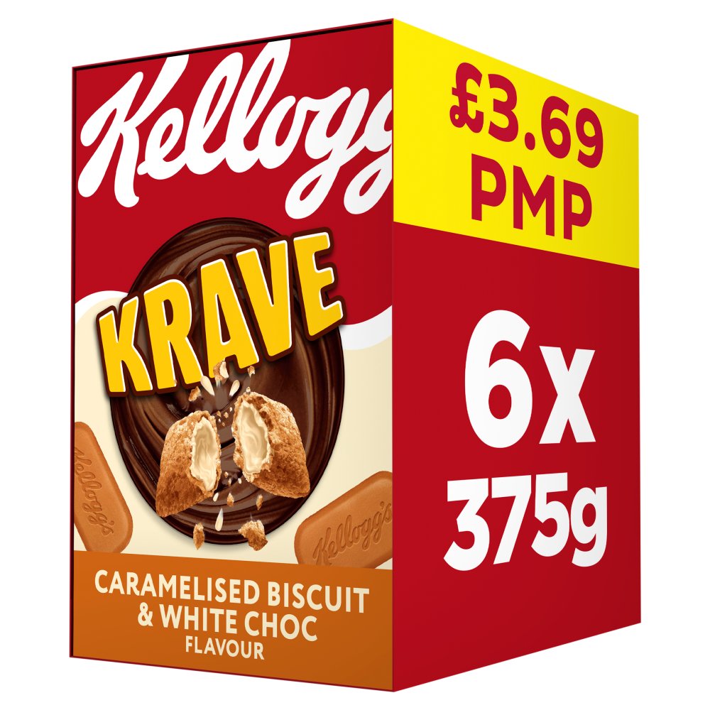 6 X Kelloggs Krave Caramelised Biscuit - 375G