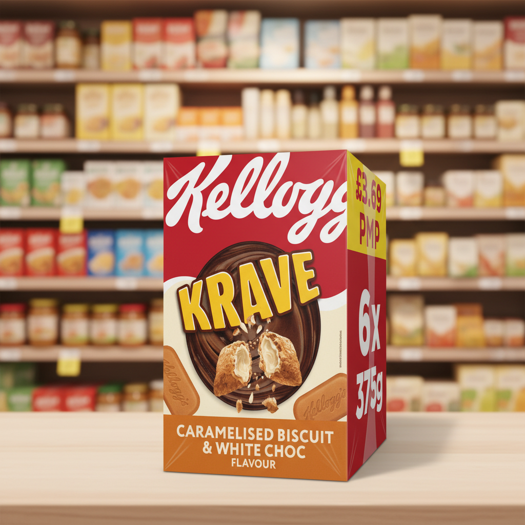 6 X Kelloggs Krave Caramelised Biscuit - 375G