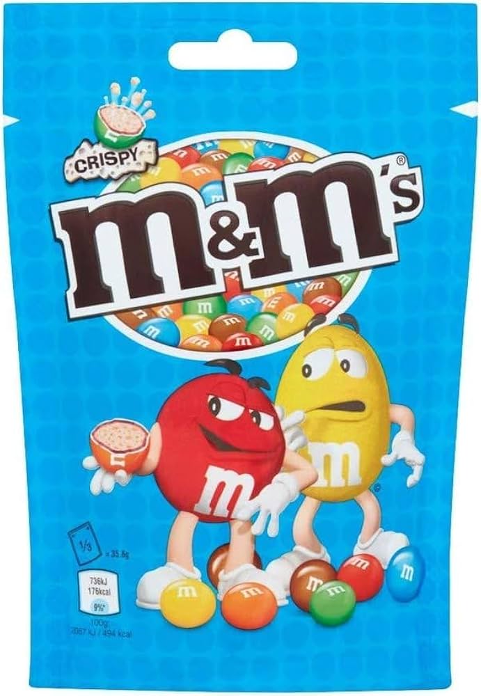 13 x M&m's Crispy Milk Chocolate Pouch Bag  - 107GM