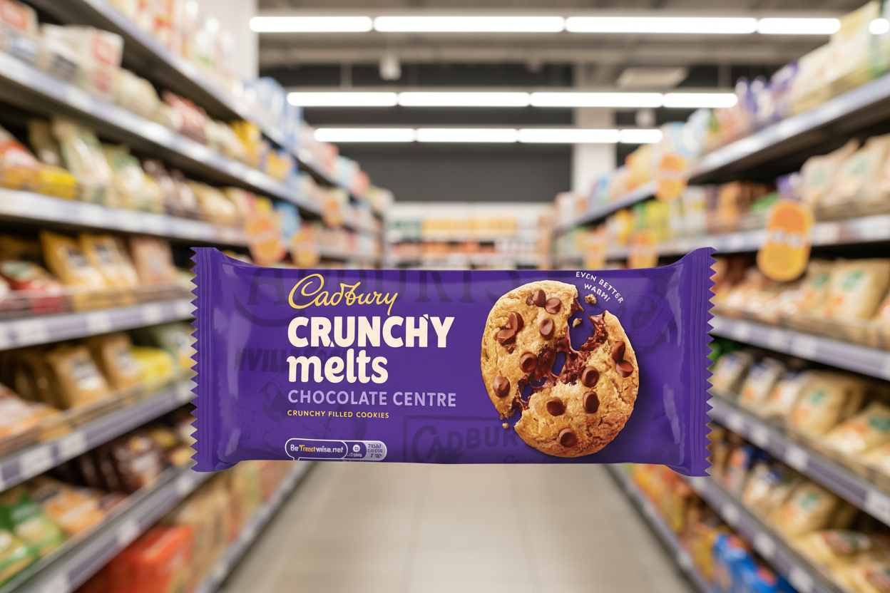 12 x Cadbury Crunchy Melts Chocolate Centre Chocolate Chip Cookies 156G