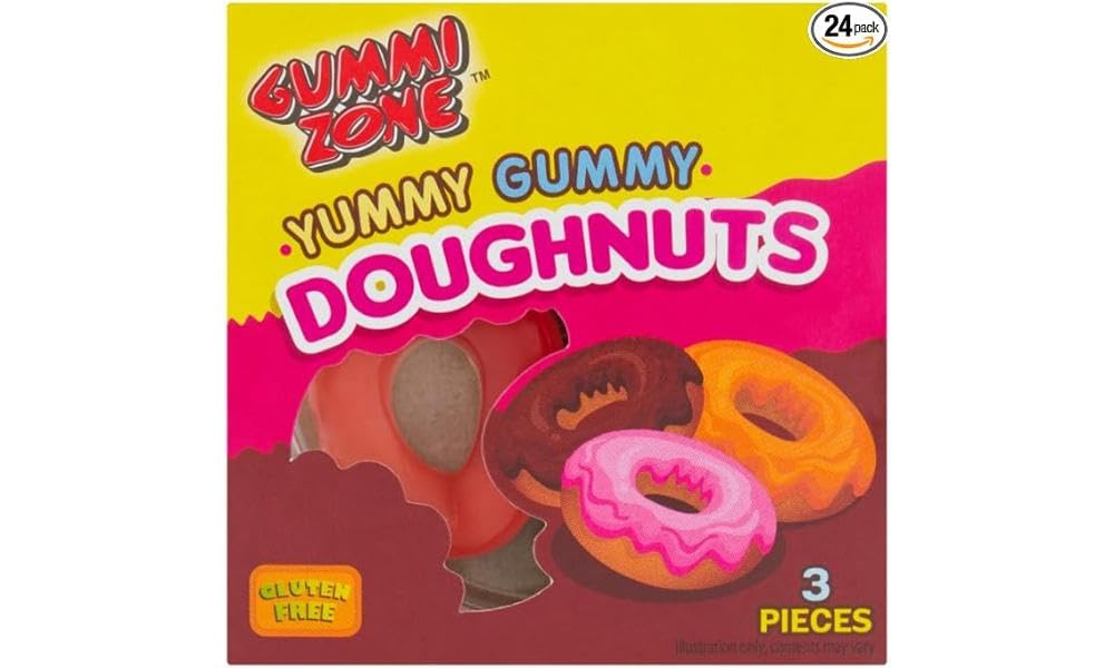 24 x Gummi Zone Gummy Doughnuts Tray - 21Gm