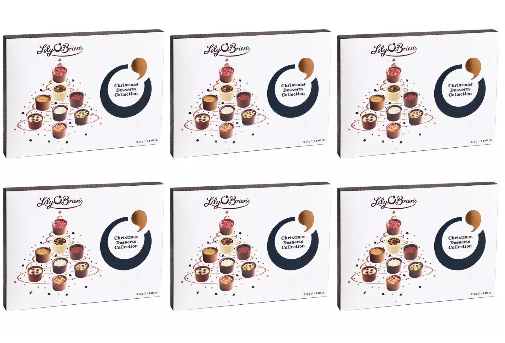 6 x Lily O Briens Christmas Desserts Collection 312G