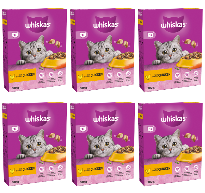 6 x Whiskas Cat 1+ Complete Chicken - 300Gm