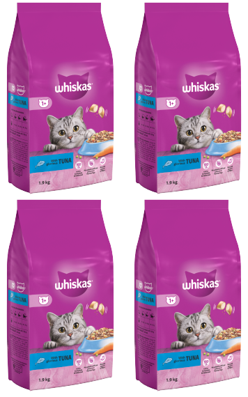 4 X Whiskas Complete Tuna Dry 2Kg