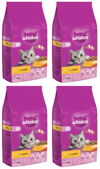 4 x Whiskas Cat 1+ Complete Chicken  - 1.9Kg