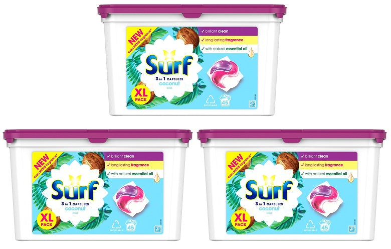 3 x Surf Capsules Coconut - 45 PACK