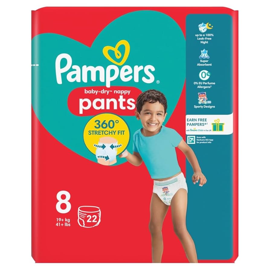4 x Pampers Baby Dry Nappy Pants Size 8  - 22 PACK
