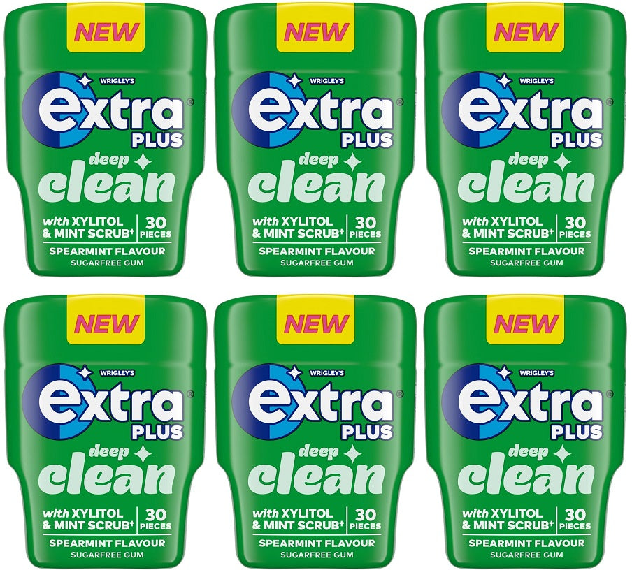 6 X Extra Plus Clean Spearmint Chewing Gum - 30 Piece