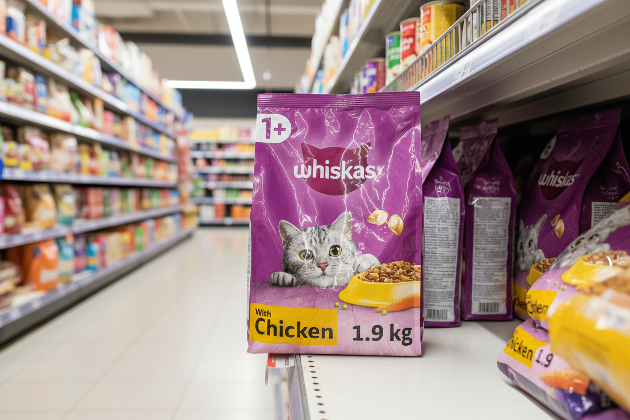 4 x Whiskas 1+ Chicken Adult Dry Cat Food 1.9Kg