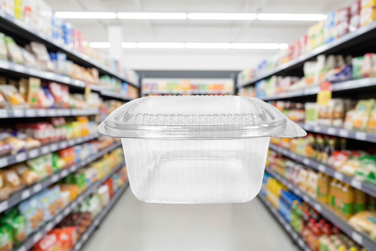 8 x Container Salad Square Hinged 500Ml