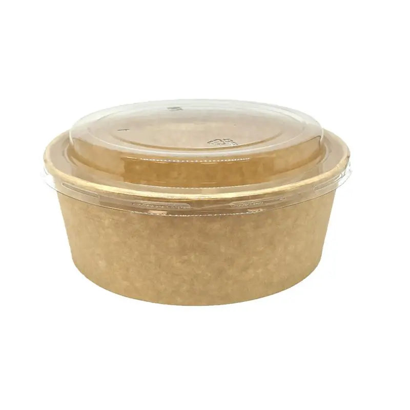 6 x Container Lid Pet Squat Paper Bowl 750Ml 50Pk X 6