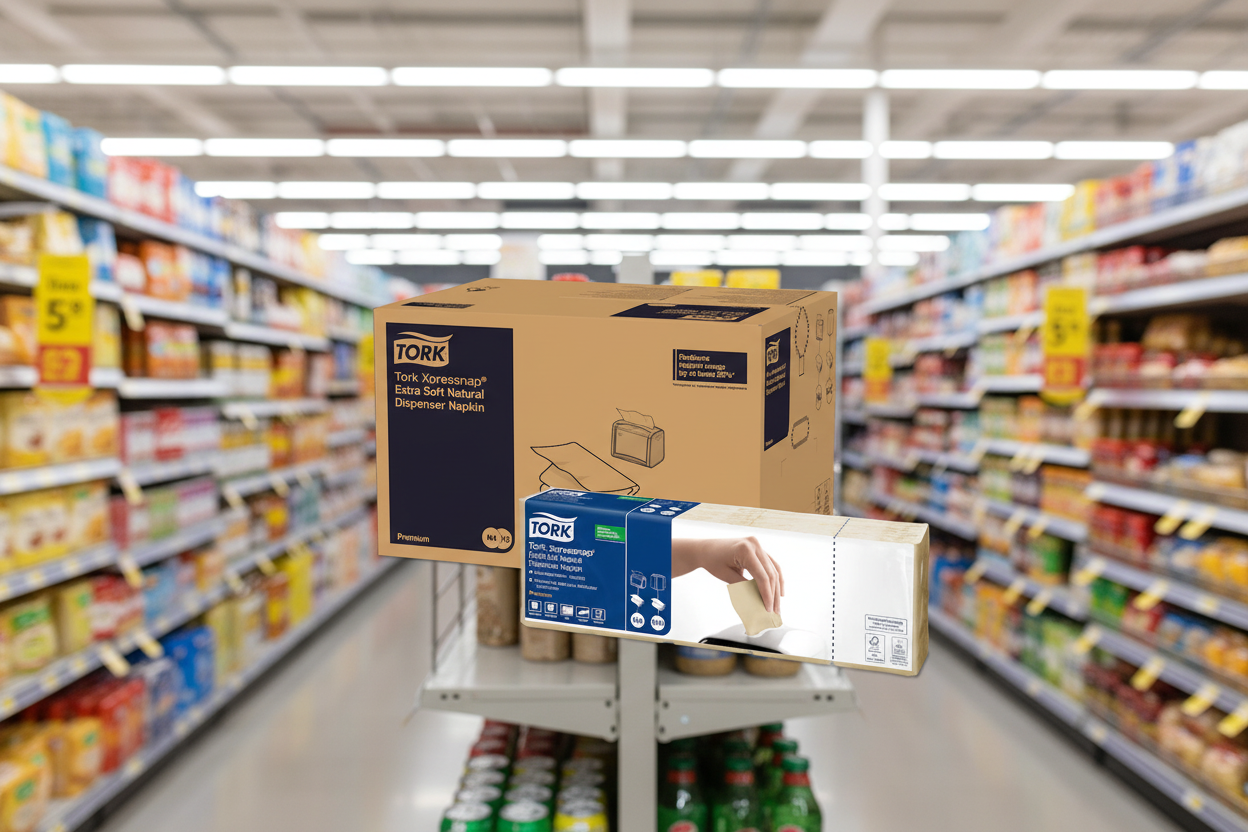 8 x Tork  Xpress Napkin Natural 2P 2Fold Env 200Pkx5X8 N4