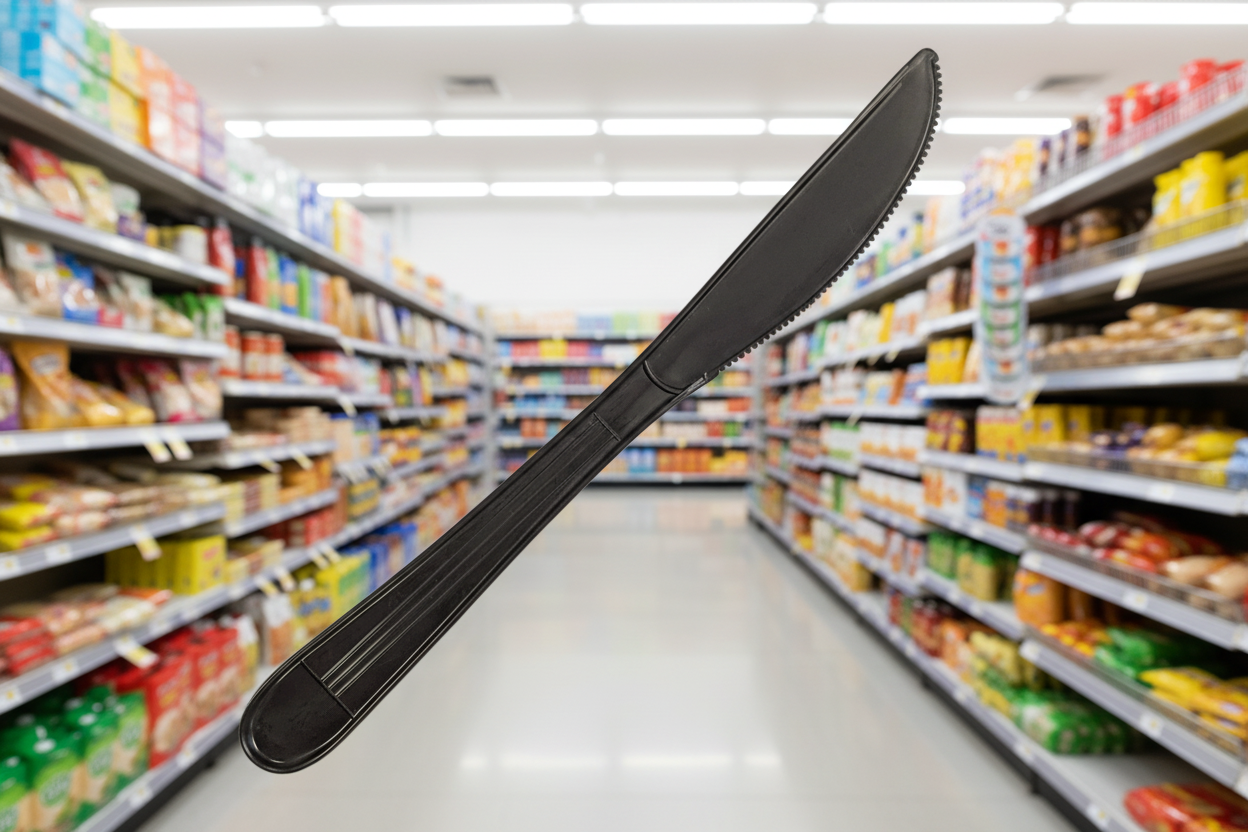 20 x Cutlery Reusable Hd Pp Knife Black