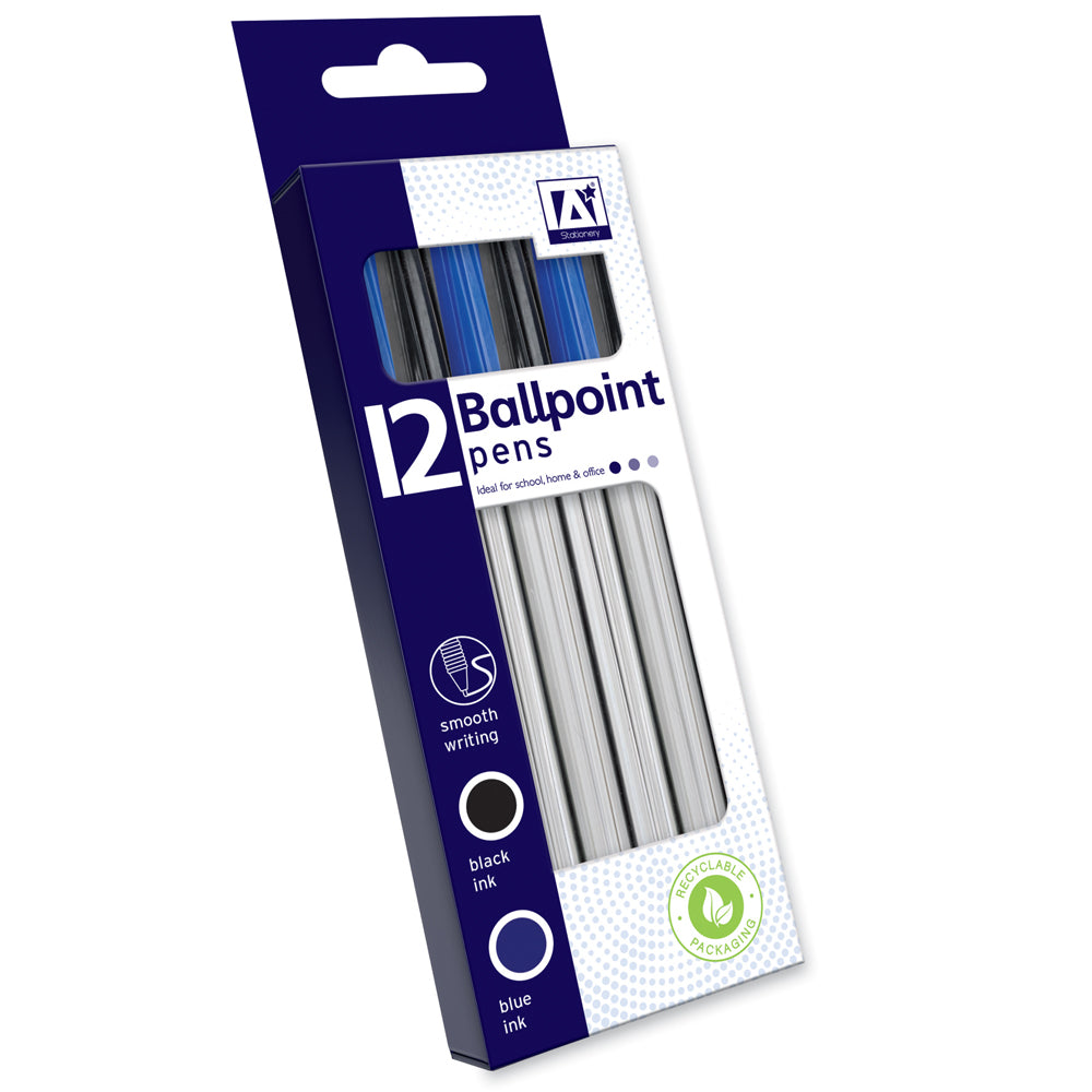24 x 12 Ballpoint Pens Black