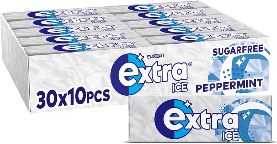 30 x Extra Ice Peppermint Chewing Gum Sugar Free 10 Pieces