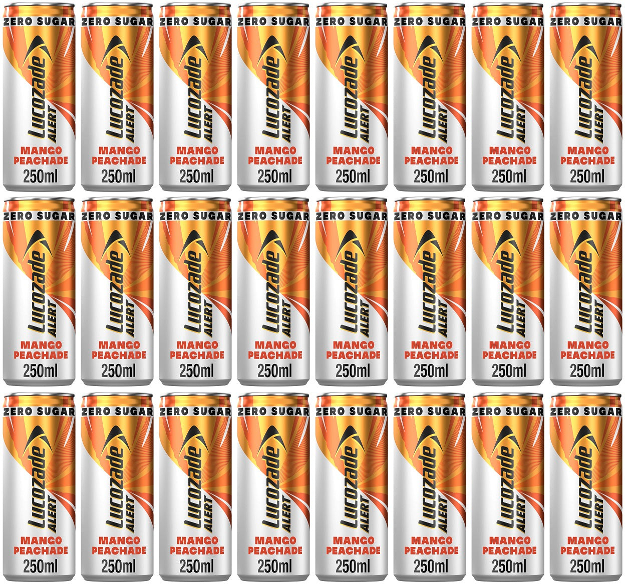 24 x Lucozade Alert  Zero Mango & Peach Caffeine Energy Drink 250Ml