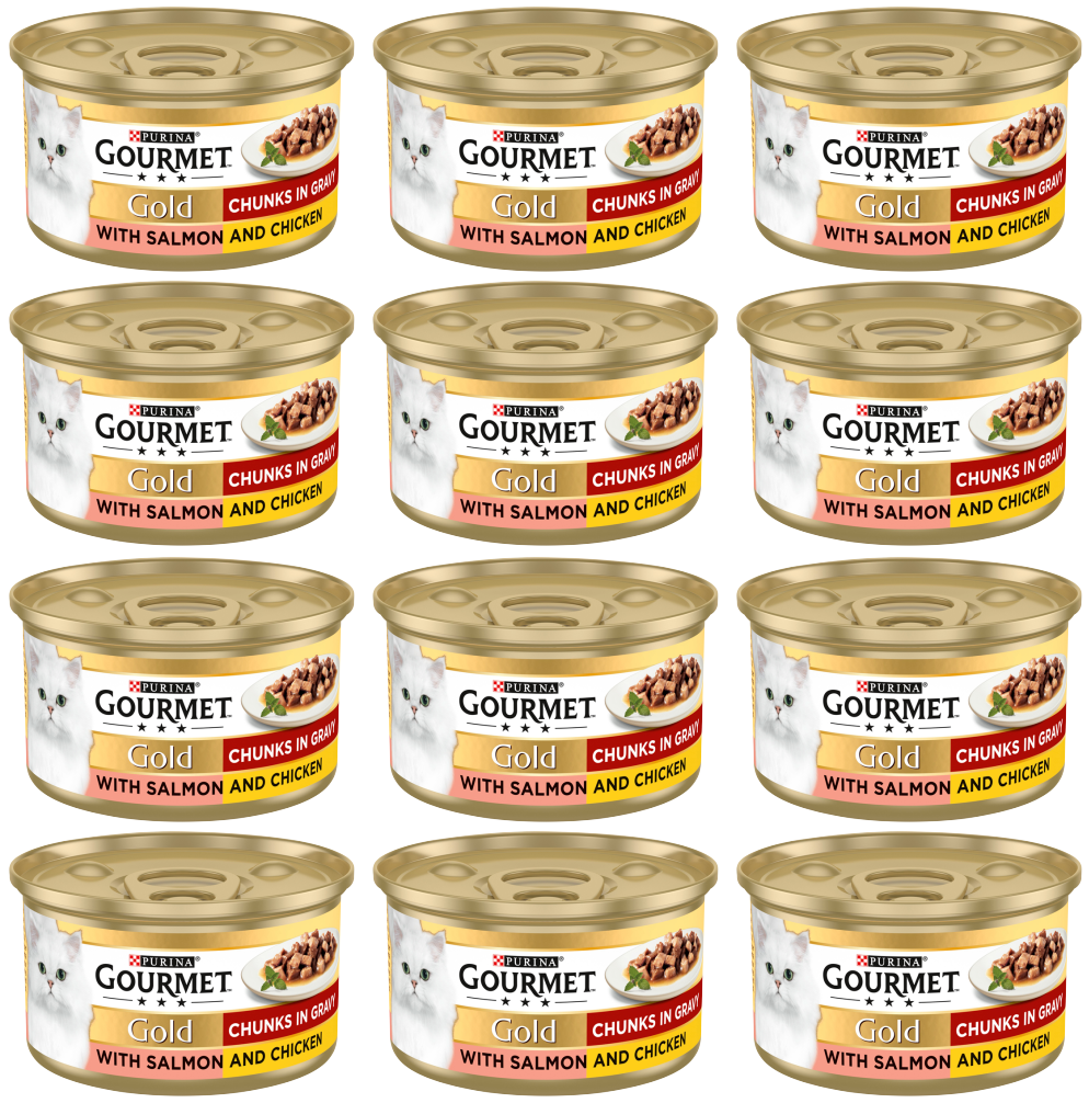 12 x Purina Gourmet Gold Salmon & Chicken In Gravy 85Gm