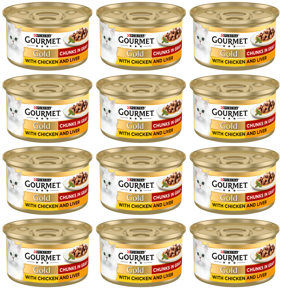 12 x Purina Gourmet Gold Chicken & Liver In Gravy 85Gm