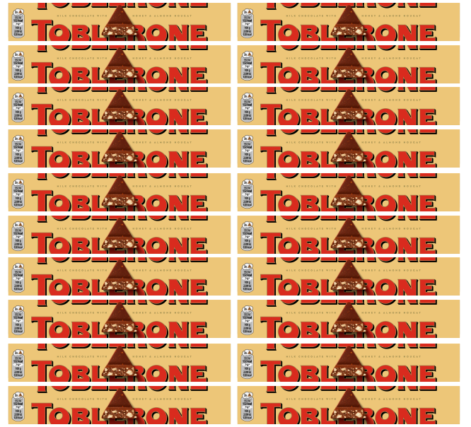 20 x Toblerone Milk Chocolate Bar 100Gm