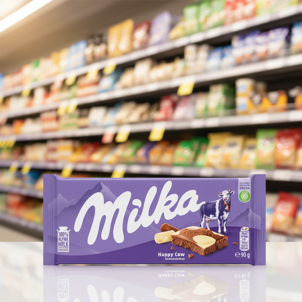 24 X Milka Happy Cows Milk And White Choc Bar - 90Gm