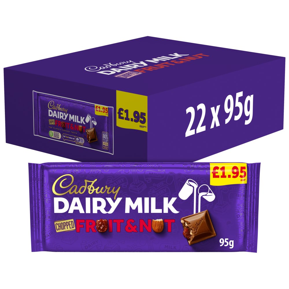 22 X Cadbury Fruit N Nut Bar - 95Gm
