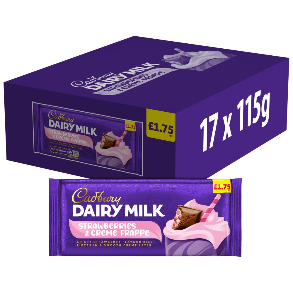 17 X Cdm Strawberries & Creme Large Bar - 115Gm