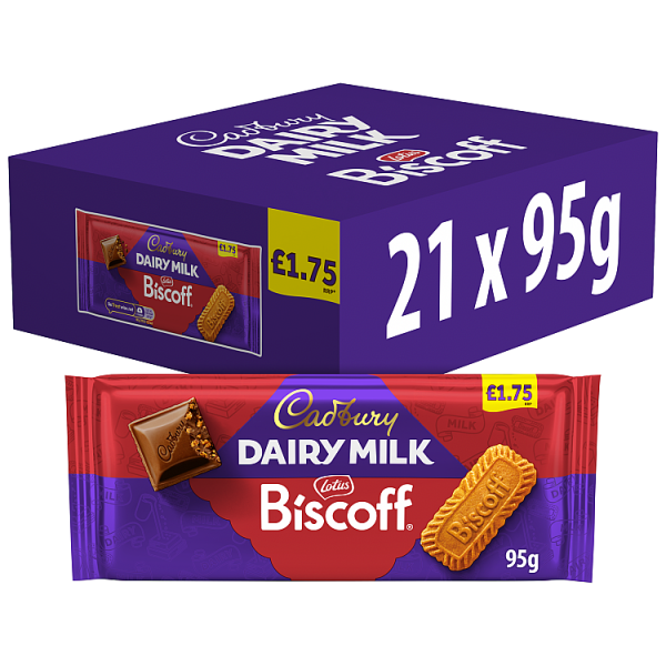 21 X Cadbury Dairy Milk Biscoff Chocolate Bar - 95Gm