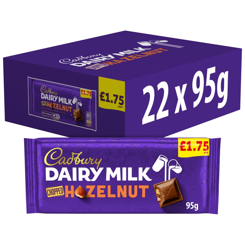 22 X Cadbury Dairy Milk Chopped Nut Bar - 95Gm