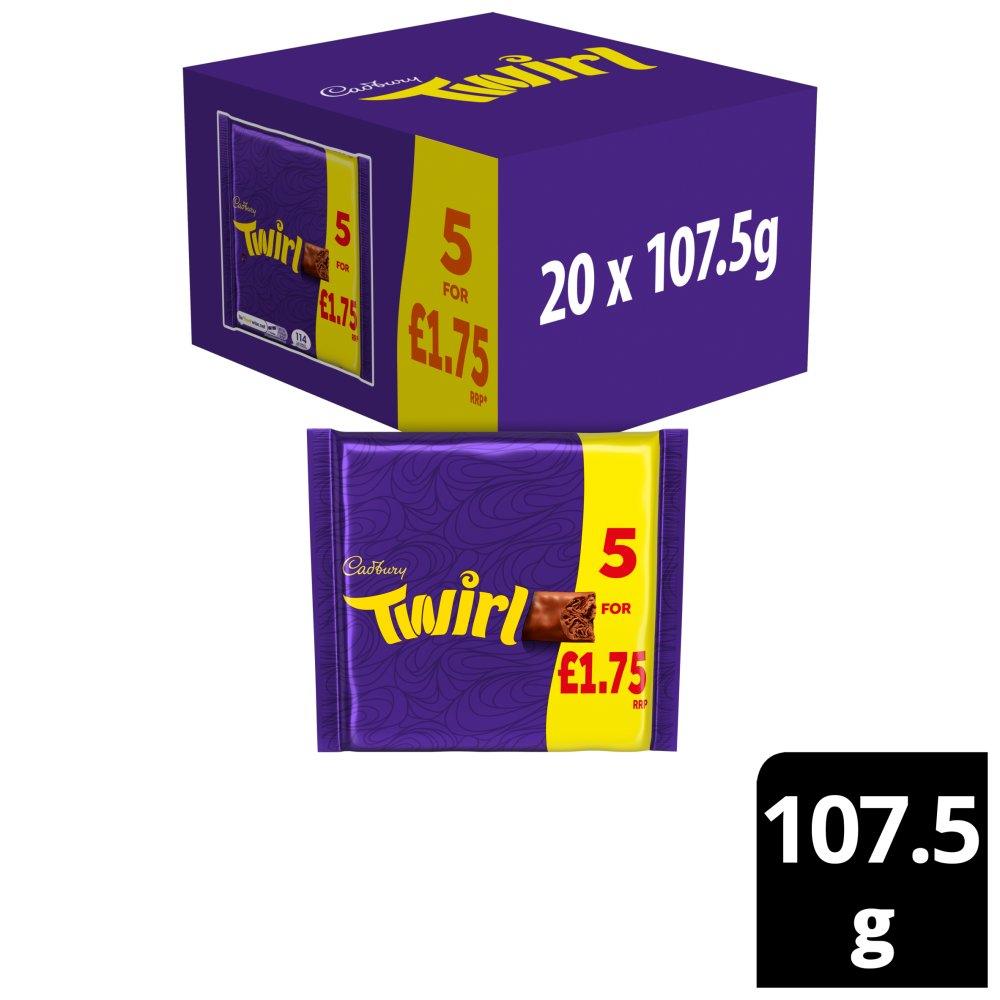 20 X Cadbury Twirl 5Pk - 107.5Gm