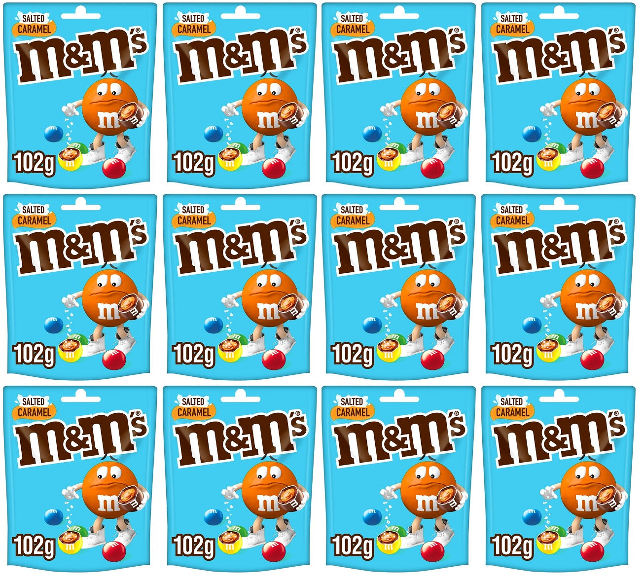 12 x M&M's Salted Caramel Chocolate Pouch Bag 102G