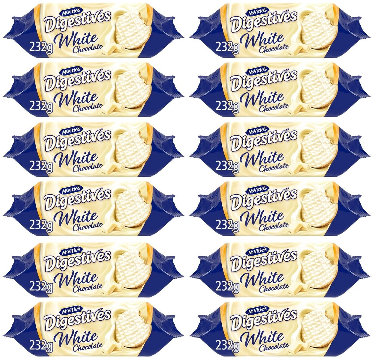 12 X Mcvities White Digestives - 232Gm