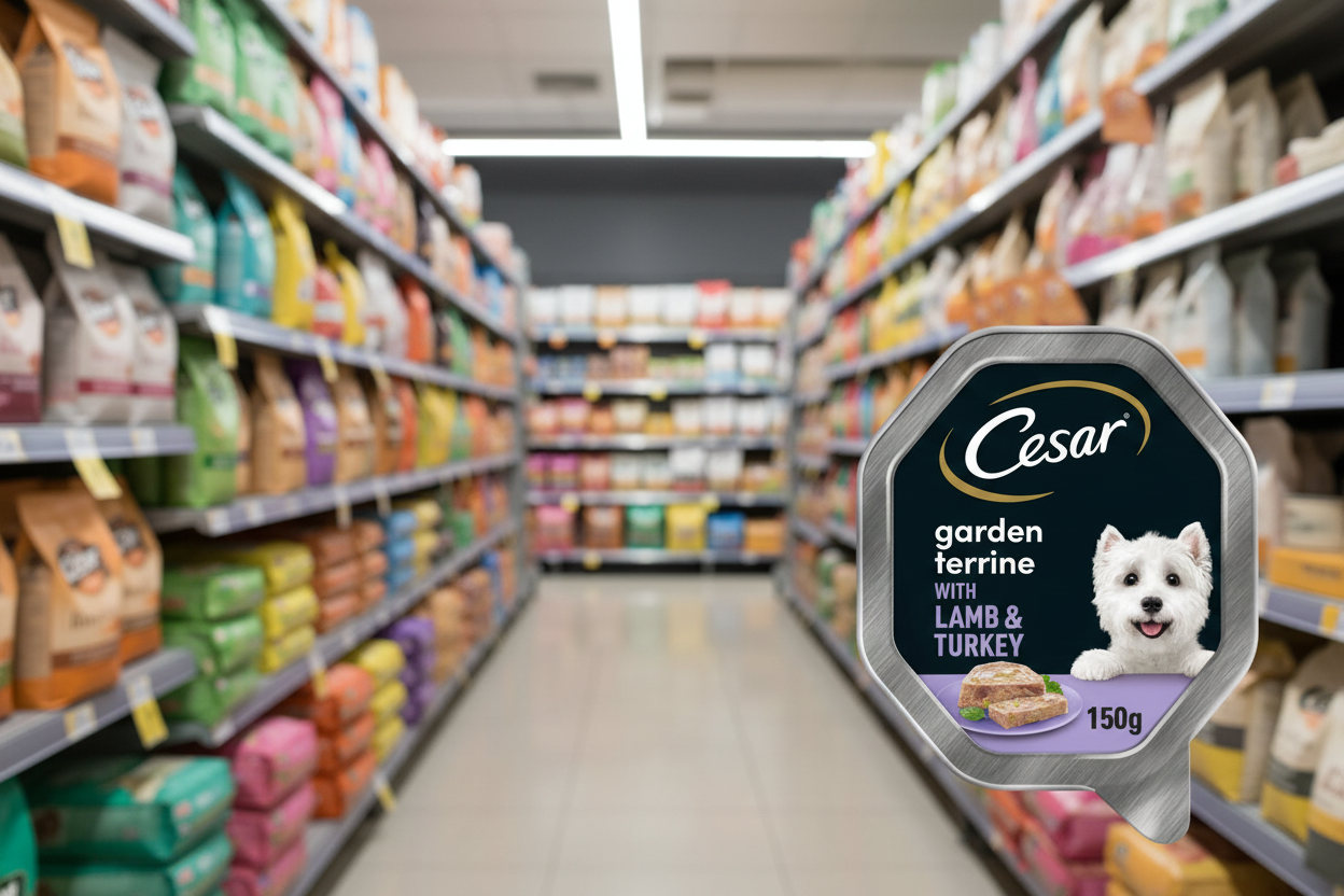 14 x Cesar Garden Terrine Dog Food Tray Lamb Turkey & Green Beans In Loaf 150G