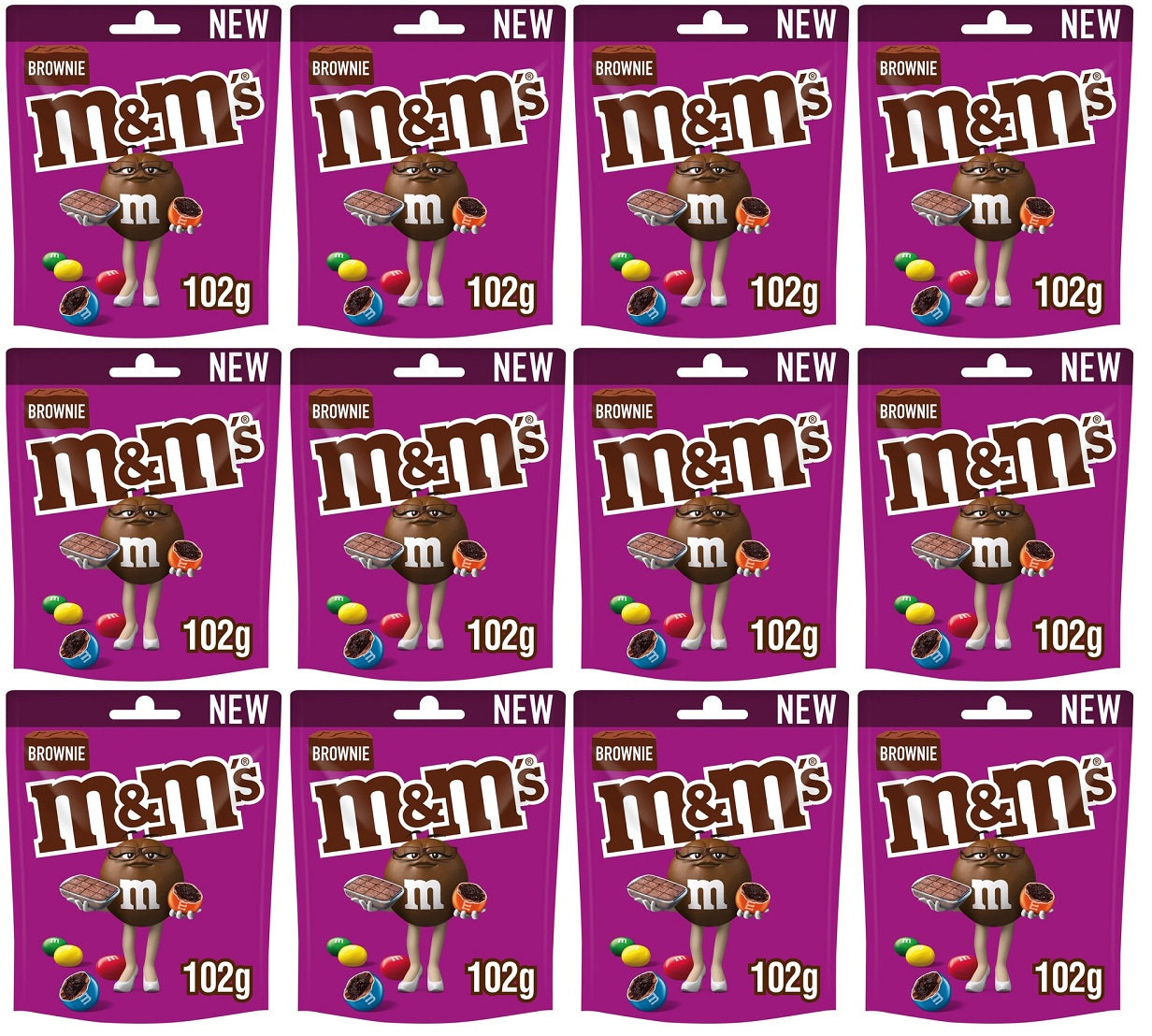 12 x M&M's Brownie Bites Milk Chocolate Pouch Bag 102G