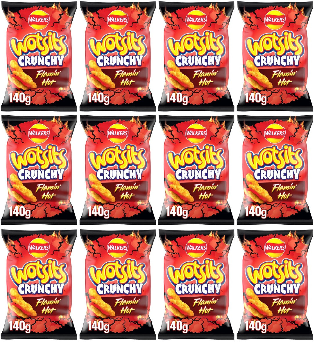 12 x Walkers Wotsits Crunchy Sweet & Spicy Snacks Crisps 140G