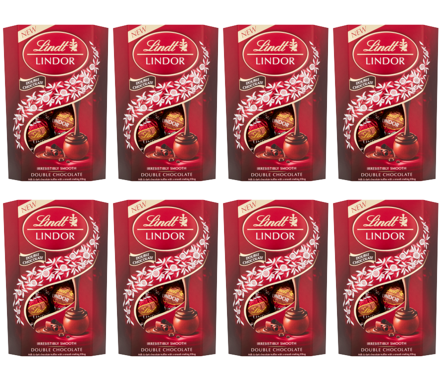 8 x Lindt Lindor Double Chocolate Truffles Box Cornet - 200G