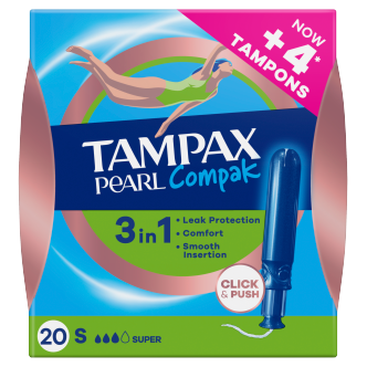 3 X Tampax Compak Pearl Super - 20 Pack