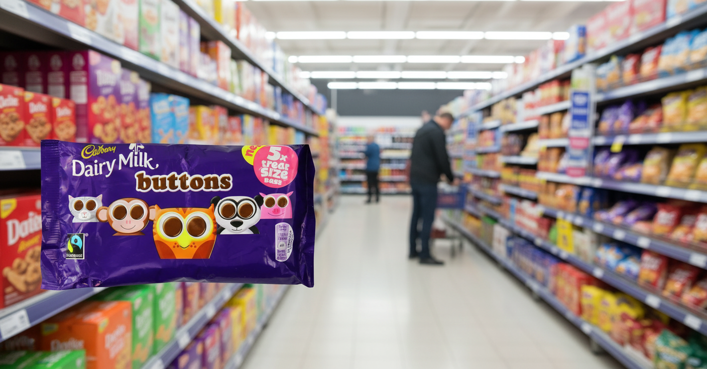 16 x Cadbury Dairy Milk Buttons 5 Treatsize Chocolate Bags 70G