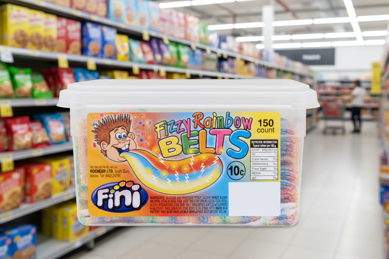 150 x Fini Fizzy Rainbow Belts 150 Count