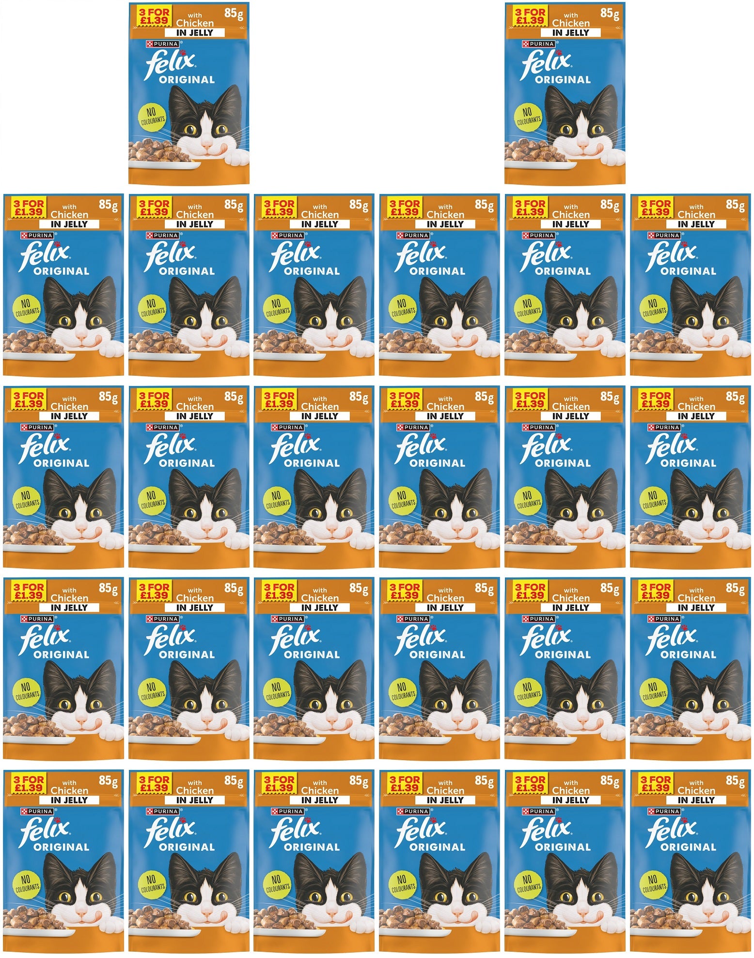 26 X Felix Original Pouch Chicken & Jelly 3 For - 85Gm