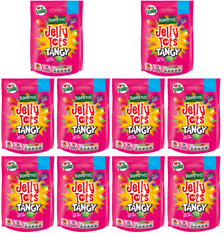 10 x Rowntrees Jelly Tots Tangy Pouch  - 130GM