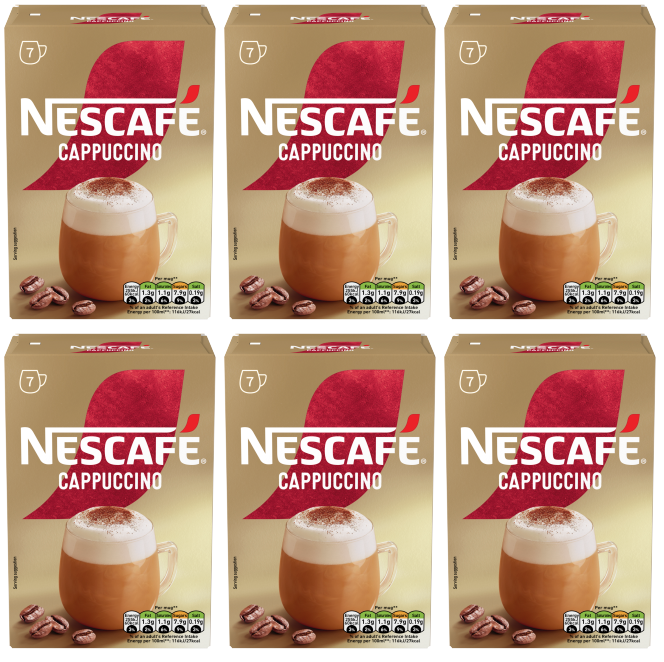 6 x Nescafe Cappuccino Frothy Coffee Sachets - 108