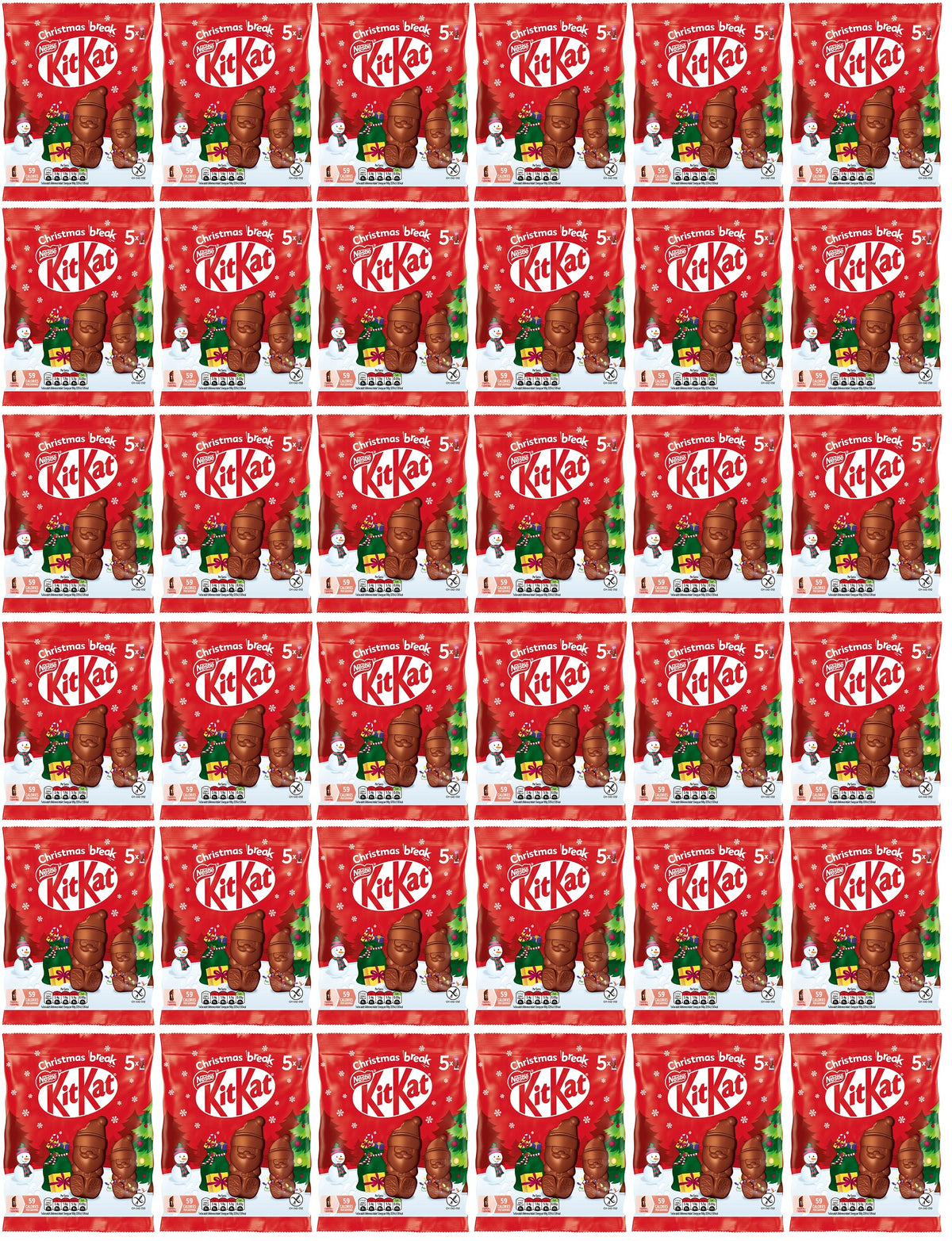 36 X Kit Kat Mini Santa Pouch Clip Strip - 55Gm