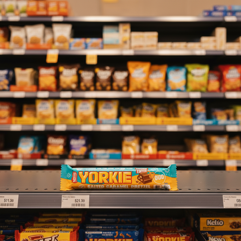 24 X Yorkie Salted Caramel Pretzel Chocolate Duo Bar - 66Gm