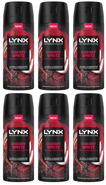 6 x Lynx Body Spray Cherry - 150ML