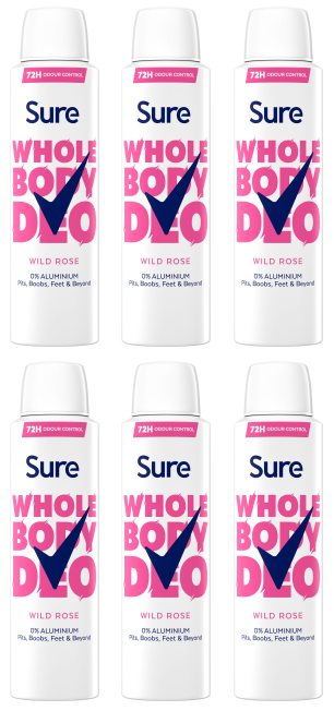 6 x Sure Women Whole Body Wild Rose - 150ML