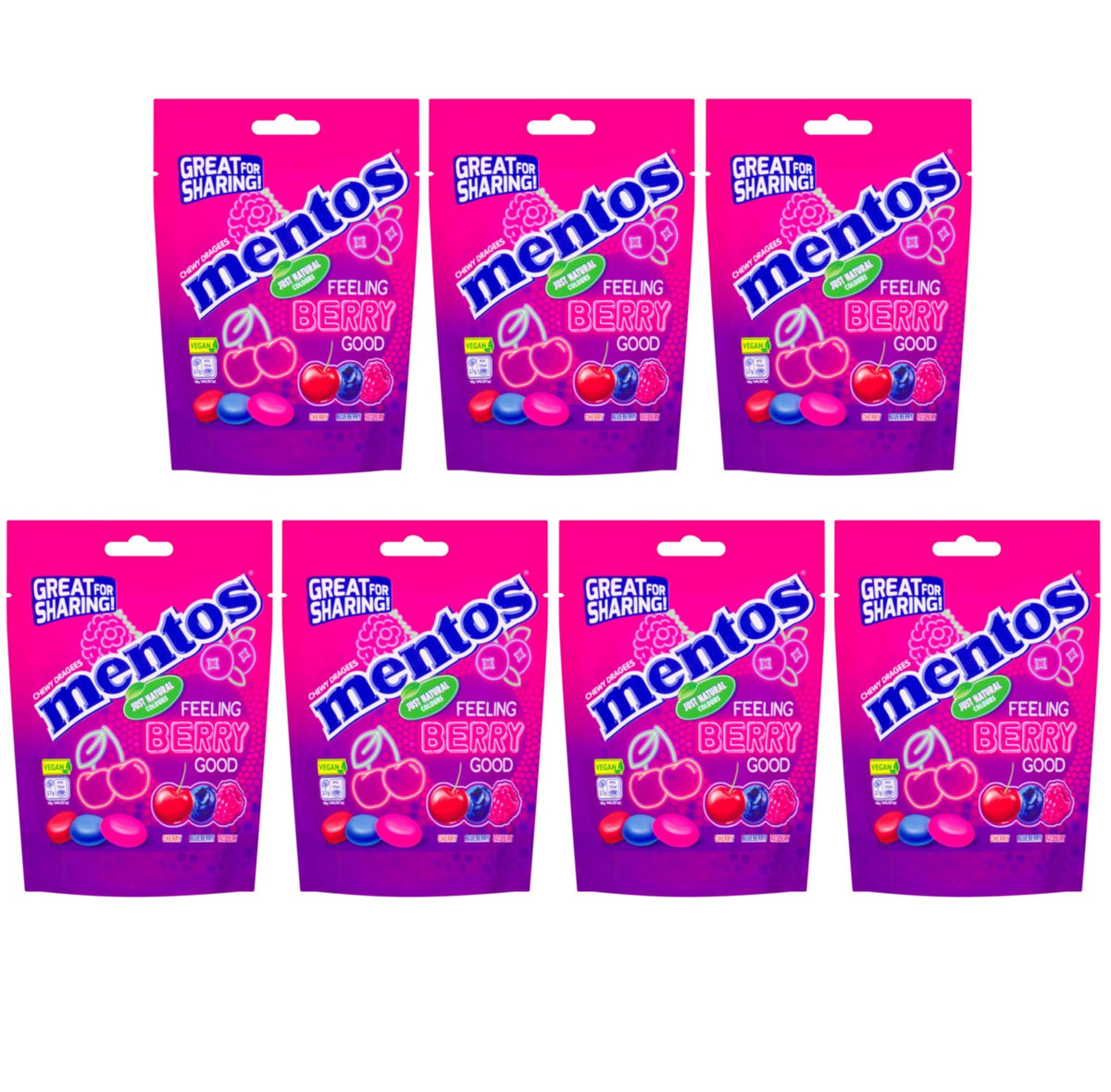 7 X Mentos Feeling Berry Good Bag - 140Gm