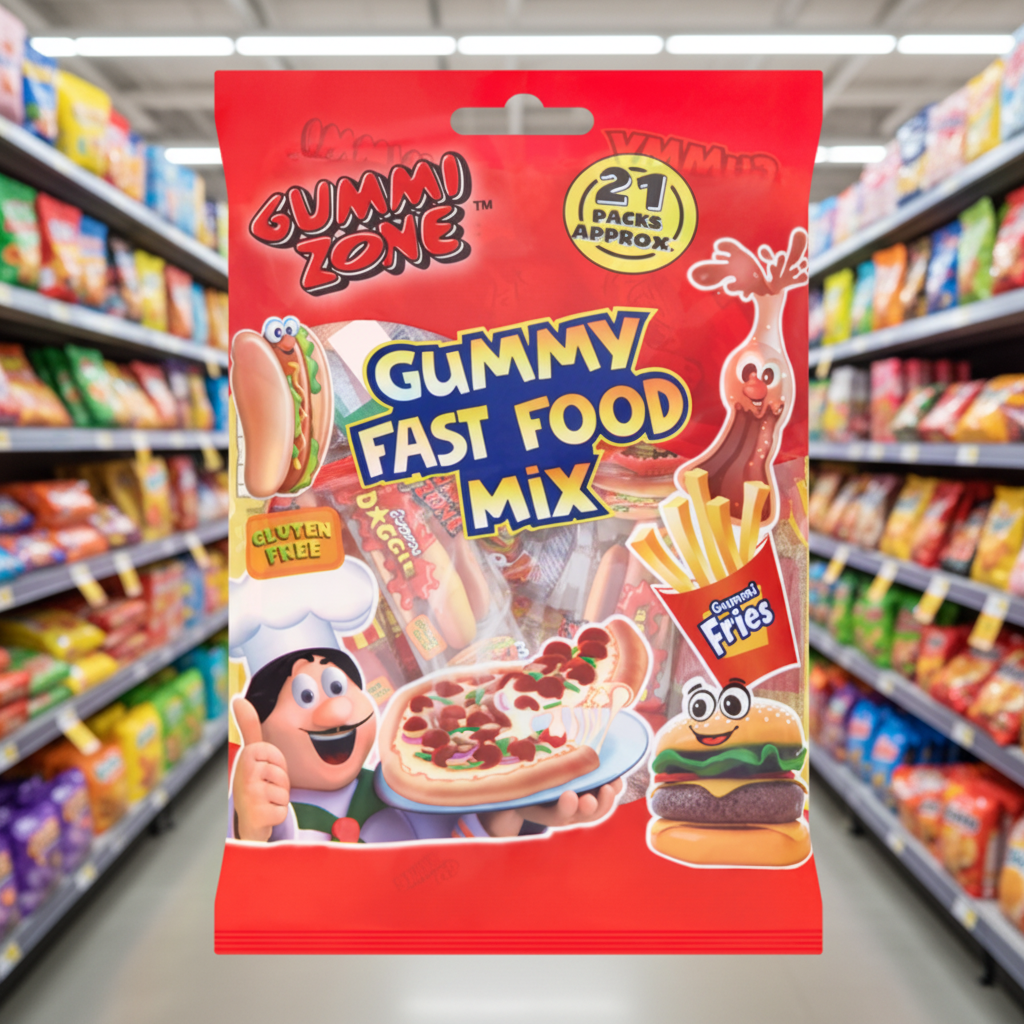 12 X Gummi Zone Gummy Fast Food Mix Multibag 172G