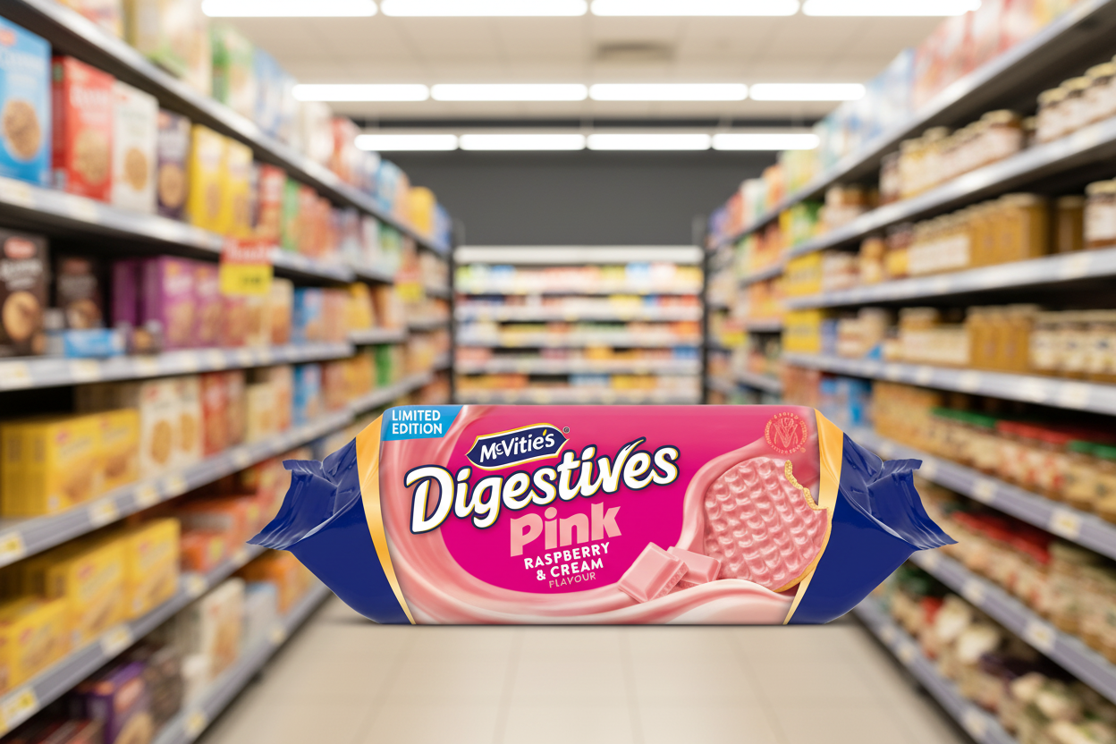 12 x Pink Digestives Raspberry & Cream - 232GM